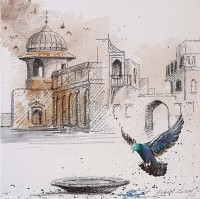 Zahid Ashraf, 12 x 12 Inch, Watercolor on Canvase, Cityscape Painting, AC-ZHA-035